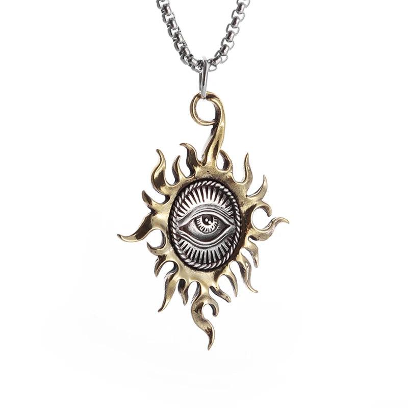 Pendentif en cuivre de forme ronde pour hommes - Accessoire de mode tendance - Variante