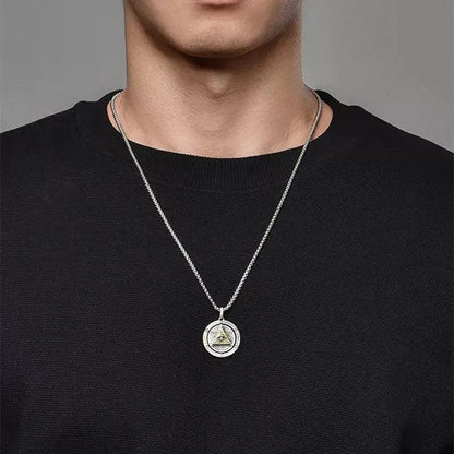 Pendentif en cuivre de forme ronde pour hommes - Accessoire de mode tendance