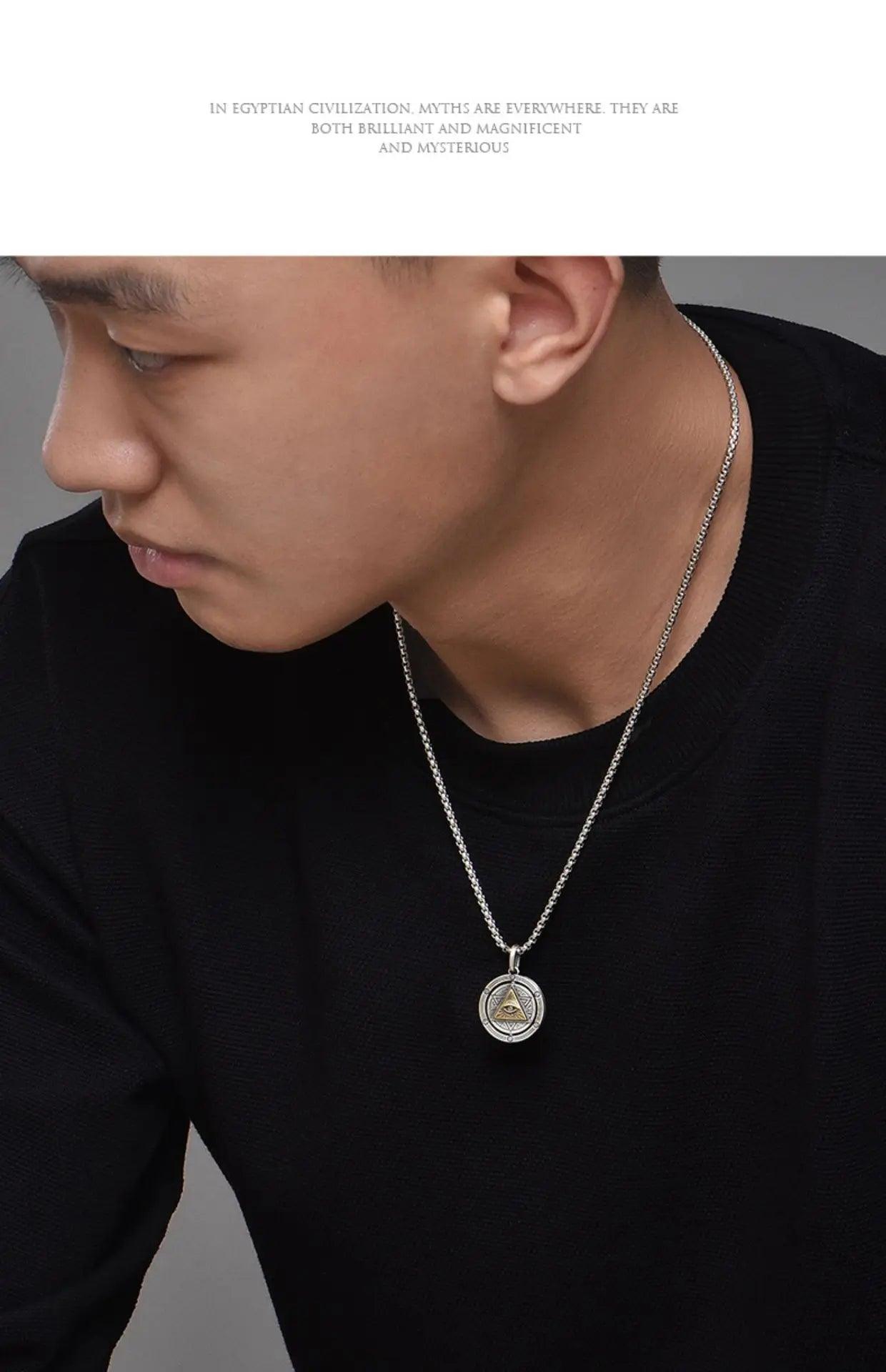 Pendentif en cuivre de forme ronde pour hommes - Accessoire de mode tendance