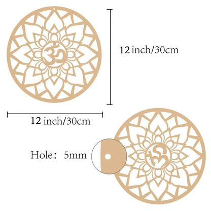 Décoration Murale OM en Bois - Sculpture Géométrie Sacrée et Symboles Spirituels - Variante