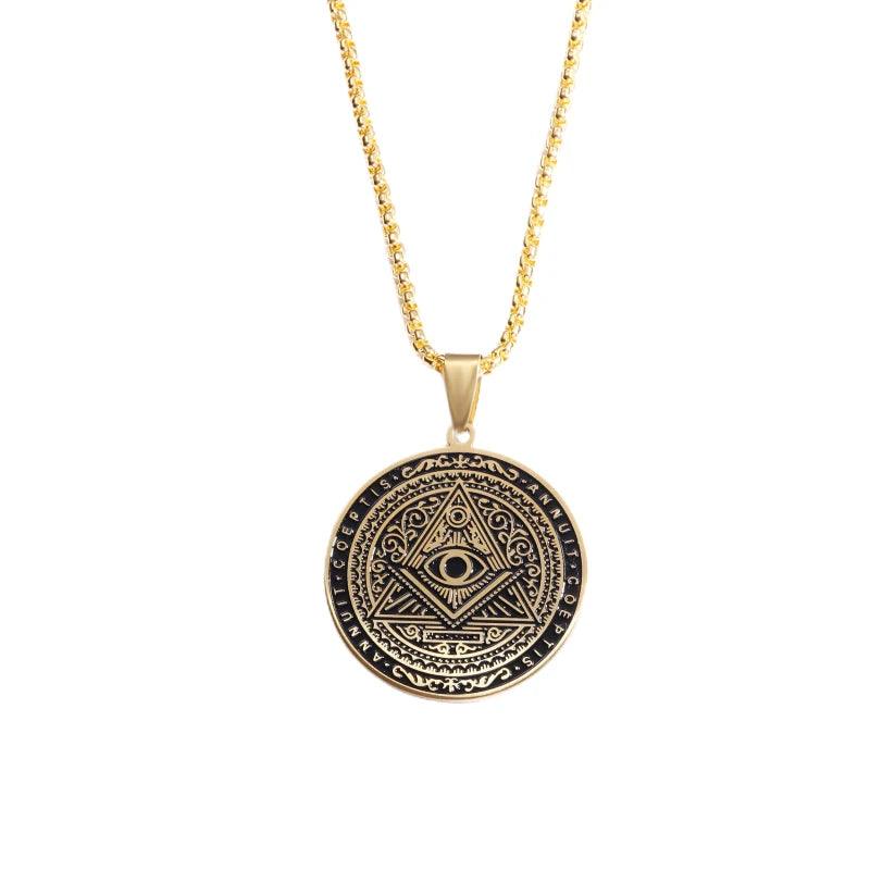 Pendentif en Acier Inoxydable pour Homme - Collier Médaille Amulette Maçonnique