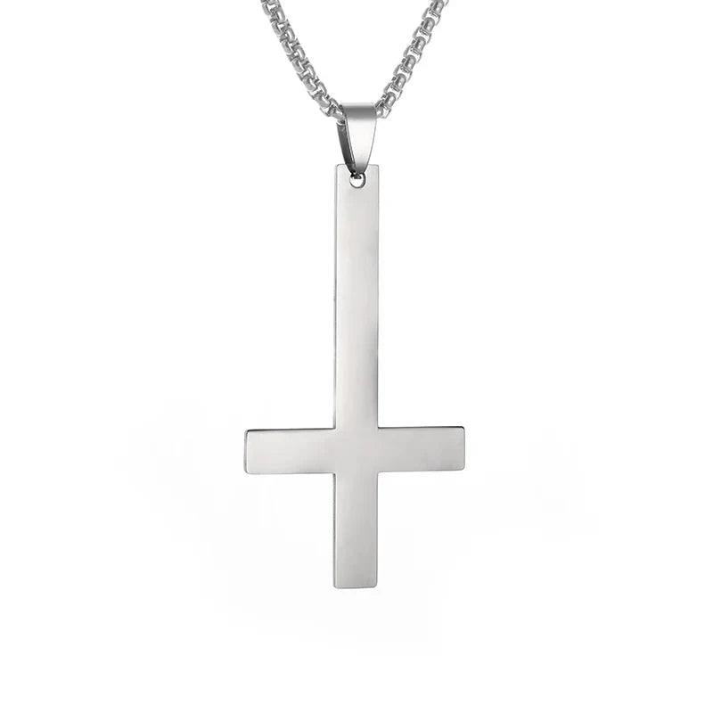 Collier Croix Inversée - Pendentif en Acier Inoxydable pour Pouvoir Spirituel et Mystique