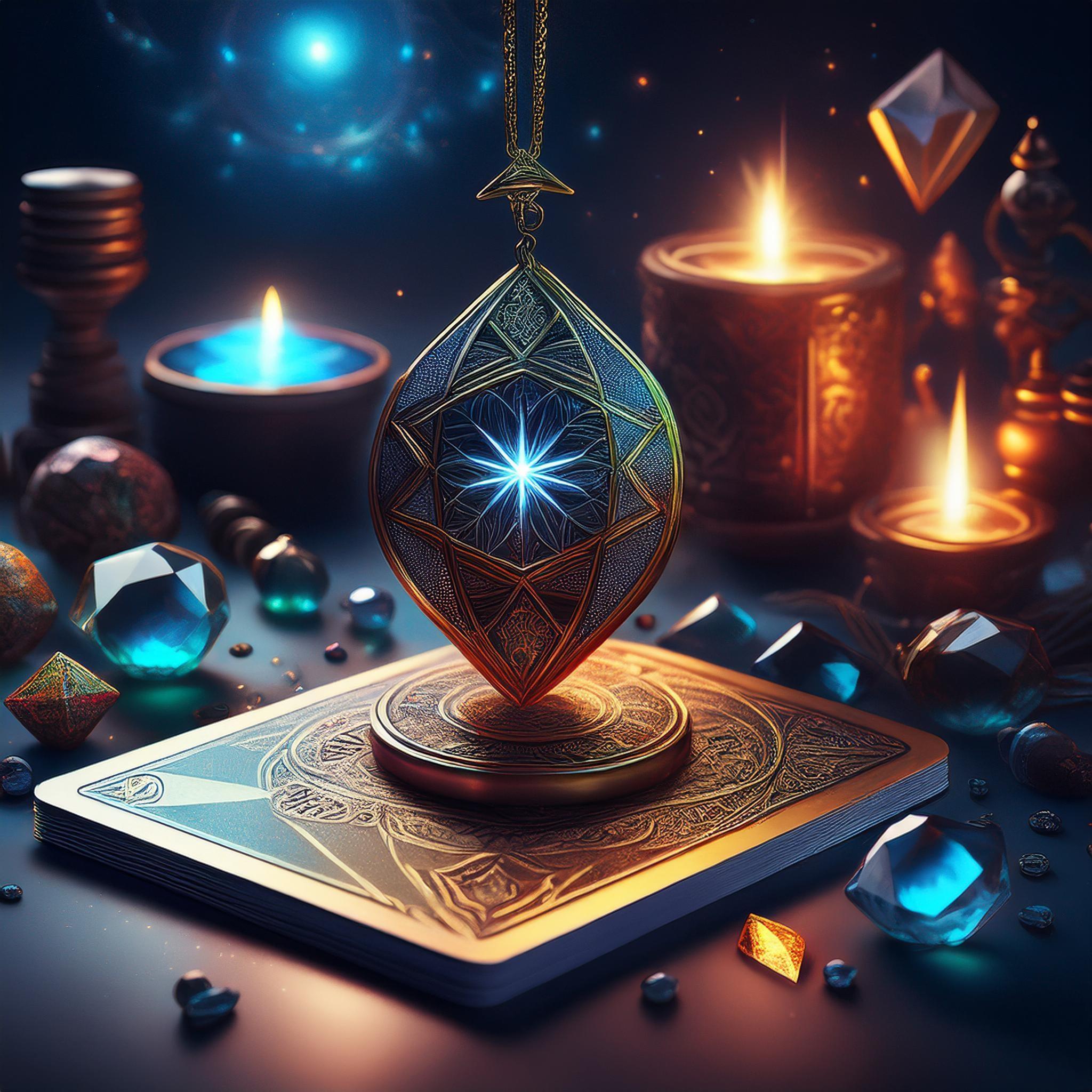 Divination spirituelle : pendule, cartes de tarot et boule de cristal pour approfondir votre connexion intuitive.